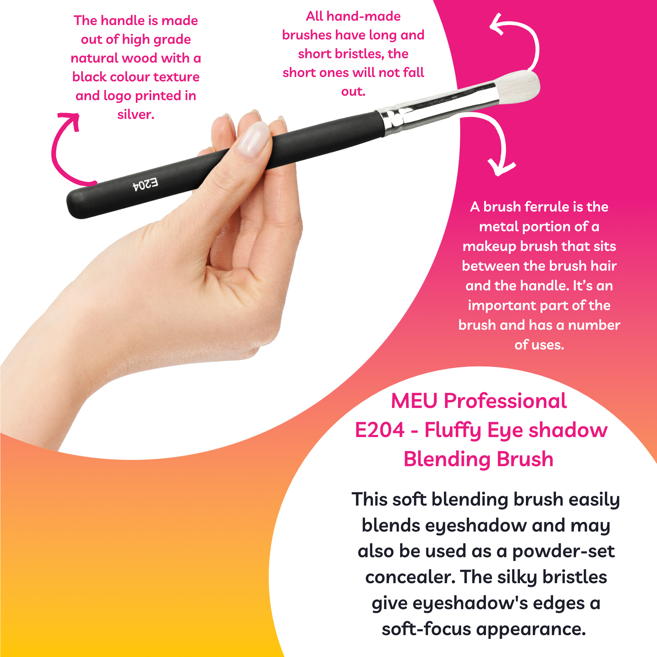 E204 - Professional Fluffy Eyeshadow Blending Brush – MEU Cosmetics