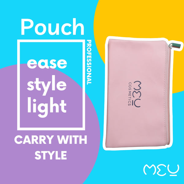 Makeup Pouch Peach With Black Logo.