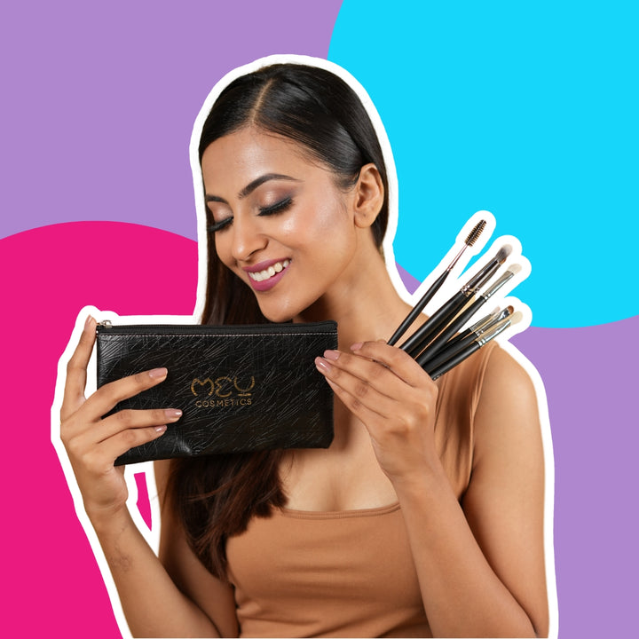 Makeup Pouch Black With Gold Logo.