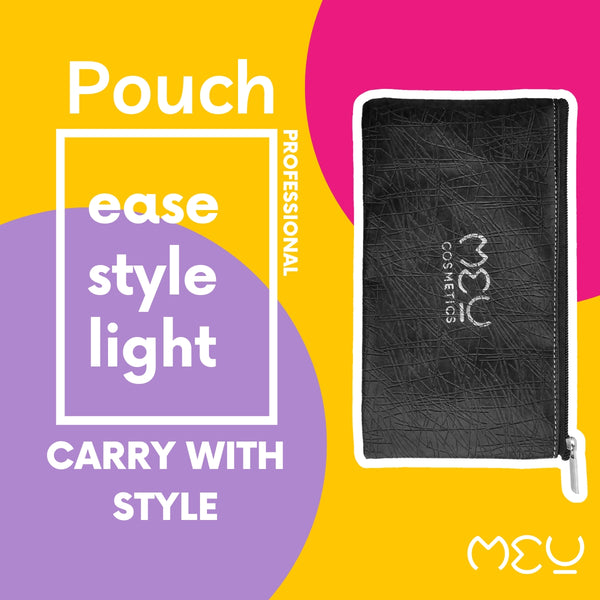 Makeup Pouch Black With Silver Logo.