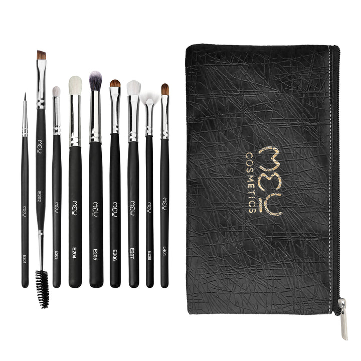 9 Pcs Professional Eye Brush Set With Pouch.