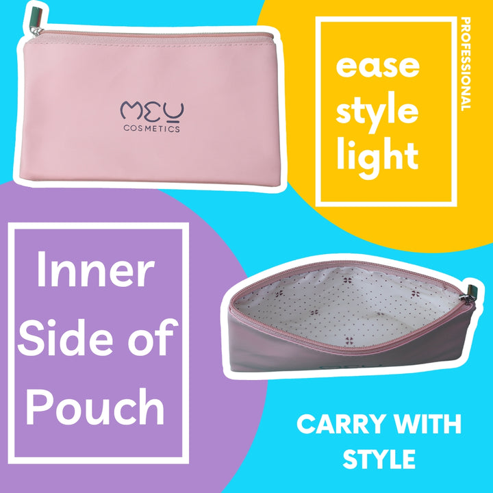 Makeup Pouch Peach With Black Logo.