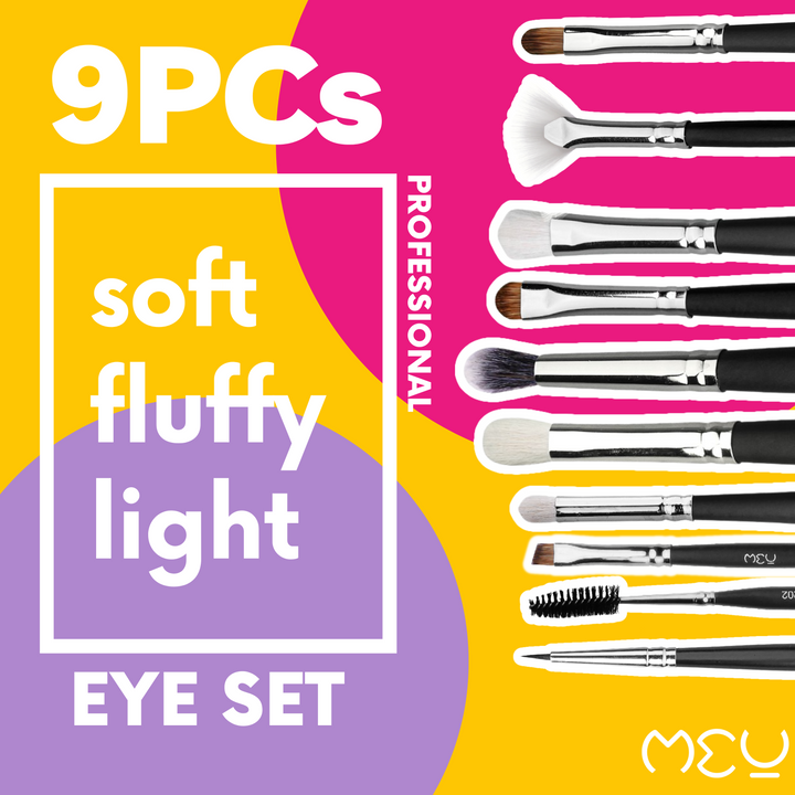 9 Pcs Professional Eye Brush Set With Pouch.