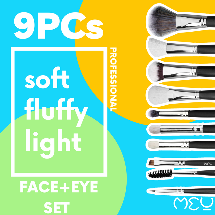 9 Pcs Professional Makeup Brush Set (Face + Eye) With Pouch.