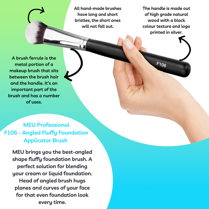 F106  -  Professional Angled Fluffy Foundation Applicator Brush.