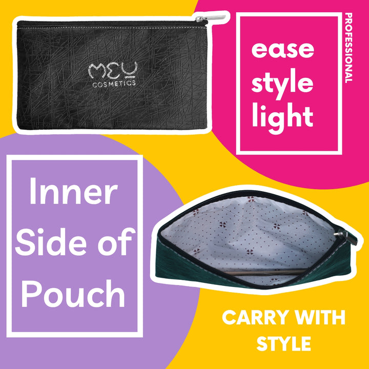 Makeup Pouch Black With Silver Logo.
