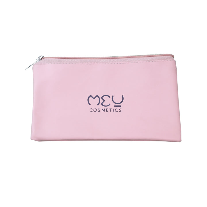 Makeup Pouch Peach With Black Logo.